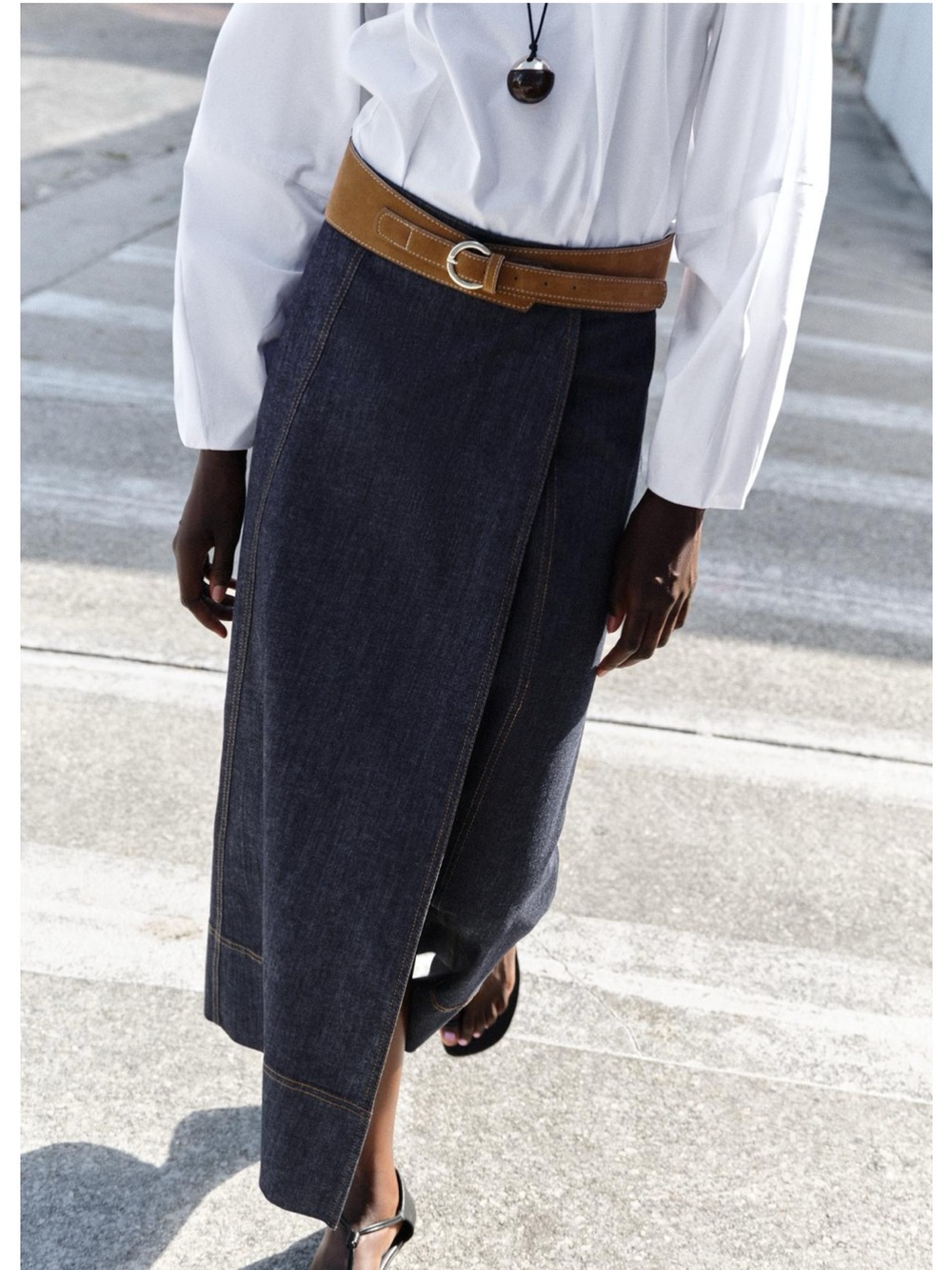 Zara Belted Denim Skirt NWT - Picture 6 of 8